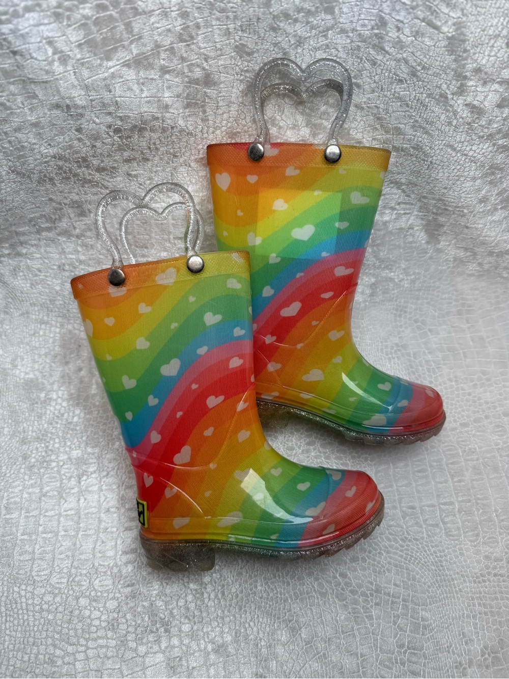 Western Chief Heart Waves Multi Color Lighted Rain Boots, infant sz 6